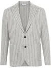 Manuel Ritz Pinstripe Single-breasted Blazer In Grey