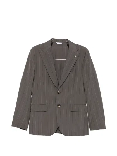 Manuel Ritz Pinstripe Single-breasted Suit In Brown