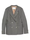 Manuel Ritz Pinstriped Blazer In Gray
