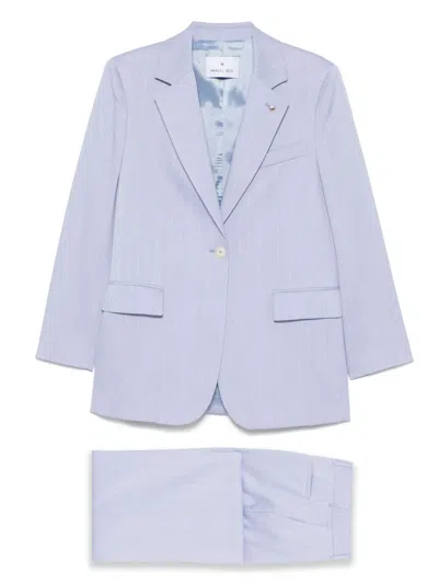 Manuel Ritz Pinstriped Suit In Blue