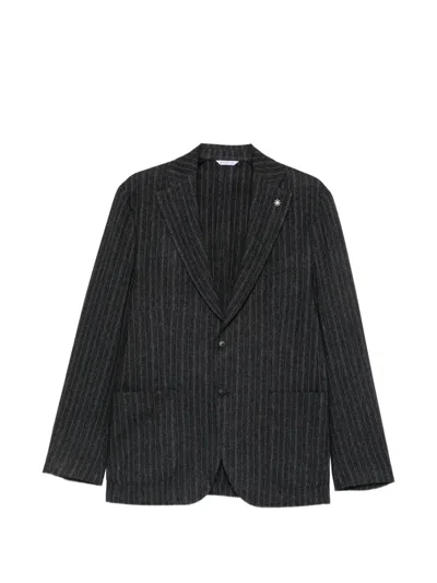 Manuel Ritz Pinstripe-pattern Blazer In Blue