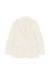 Manuel Ritz Pinstripe-pattern Peak-lapel Jacket In Neutral