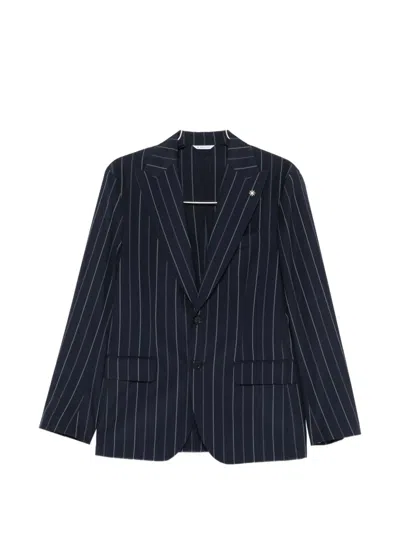 Manuel Ritz Pinstripe-pattern Single-breasted Suit In Blue