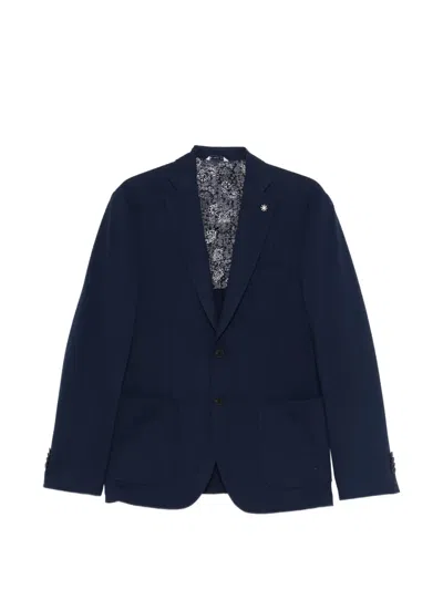 Manuel Ritz Pique Jersey Jacket In Blue