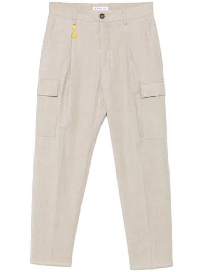 Manuel Ritz Pleated Cargo Pants In Neutrals