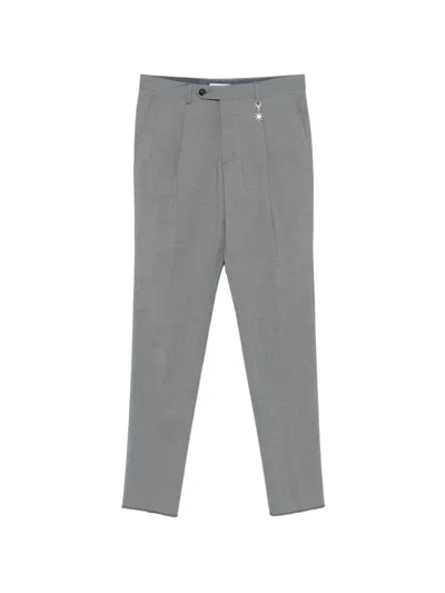 Manuel Ritz Pleated Charm-detail Trousers In Gray