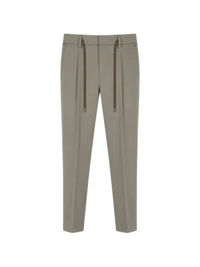 Manuel Ritz Pleated Drawstring Trousers In Gray