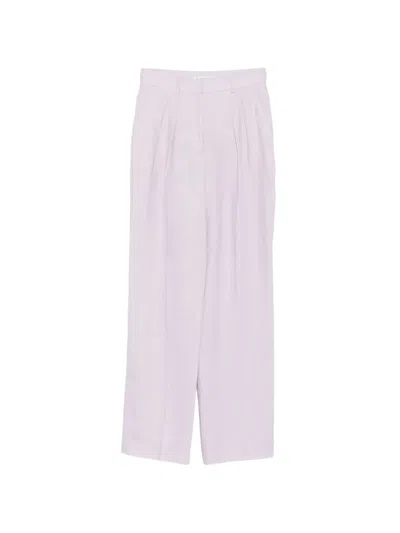 Manuel Ritz Pleated Linen Trousers In Purple