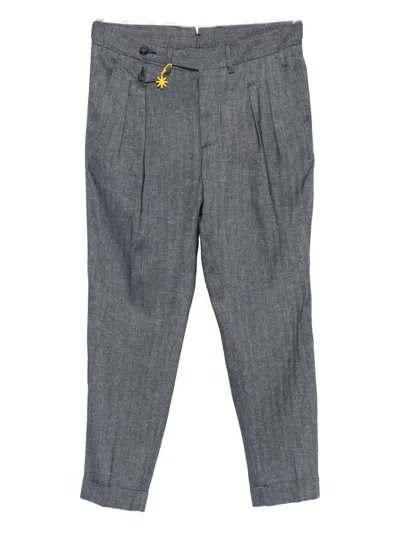 Manuel Ritz Pleated Star-detail Trousers In Gray
