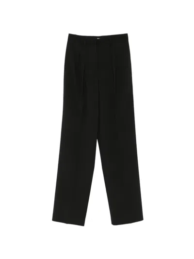 Manuel Ritz Pleated Straight-leg Trousers In Black