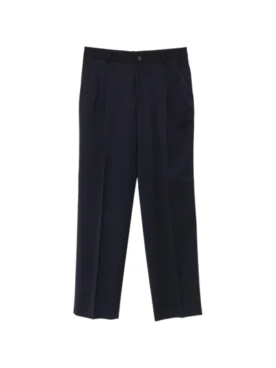 Manuel Ritz Pleated Straight-leg Trousers In Blue