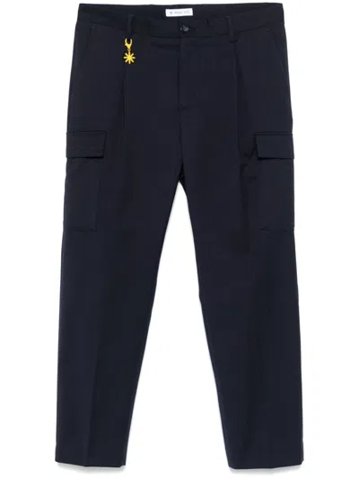 Manuel Ritz Pleated Tapered Trousers In Blue