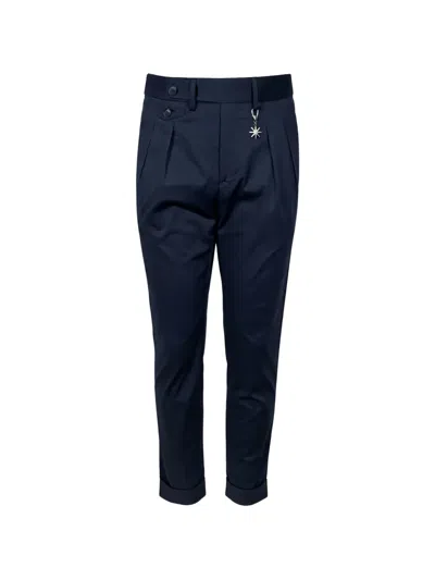 Manuel Ritz Pleated Turn-up Trousers In Blue