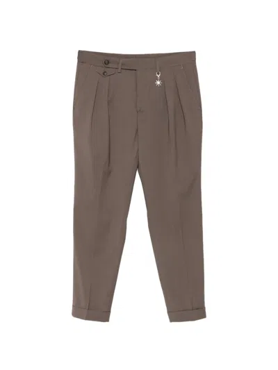 Manuel Ritz Pleated Turn-up Trousers In Brown