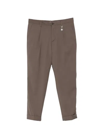 Manuel Ritz Pleated Turn-up Trousers In Brown