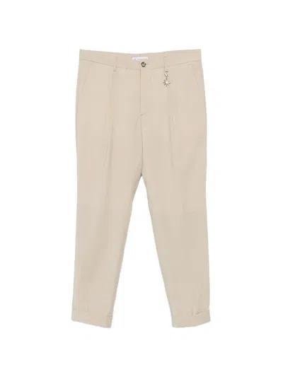 Manuel Ritz Pleated Turn-up Trousers In Neutral