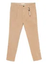 Manuel Ritz Pleated Twill Chino Trousers In Brown