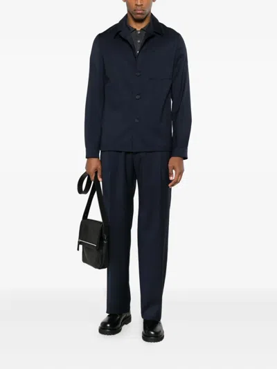 Manuel Ritz Pocket Button-up Shirt Jacket In Blue