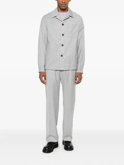 Manuel Ritz Pocket Button-up Shirt Jacket In Gray
