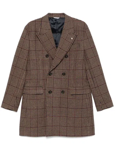 Manuel Ritz Prince-of-wales Pattern Coat In Brown