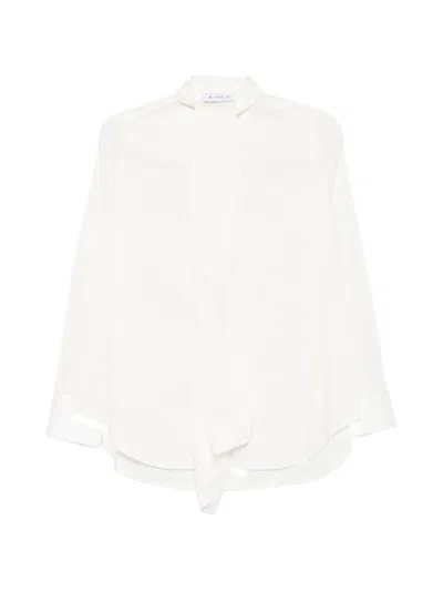 Manuel Ritz Pussy-bow Long-sleeve Shirt In White