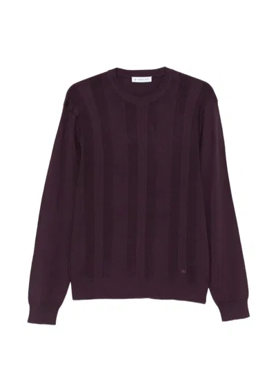 Manuel Ritz Regimental Vertical-stripe Sweater In 퍼플