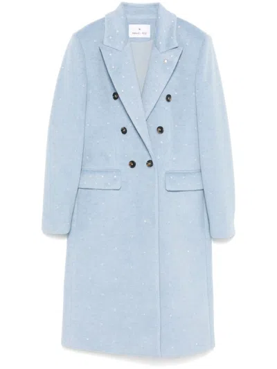 Manuel Ritz Rhinestone-embellished Coat In Blue