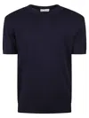 Manuel Ritz Rib Trim Plain Knit T-shirt In Blue
