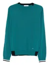 Manuel Ritz Ribbed Crewneck Sweater In Blue
