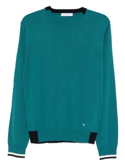 Manuel Ritz Ribbed Crewneck Sweater In Blue