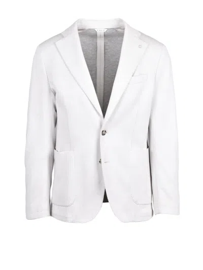 Manuel Ritz Rounded Cotton-polyamide Blazer With Notch Lapel And Button Closure In White