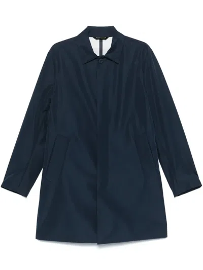 Manuel Ritz Rubberised-logo Trench Coat In Blue