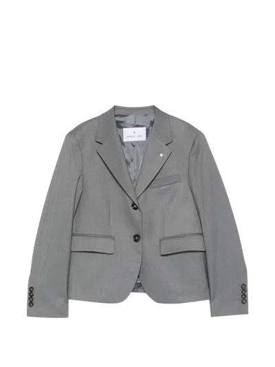 Manuel Ritz Single-breasted Notched-lapels Blazer In Gray