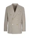 Manuel Ritz Double-breasted Button Blazer In Gray