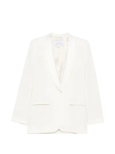 Manuel Ritz Satin-trim Shawl-lapel Jacket In White