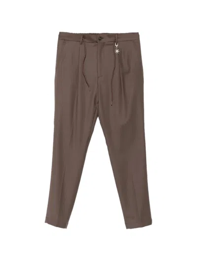Manuel Ritz Seoul Drawstring Flannel Trousers In Brown