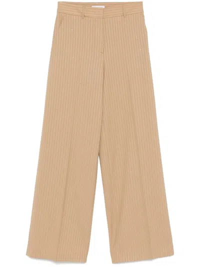 Manuel Ritz Sequinned Pinstripe Trousers In 中性色