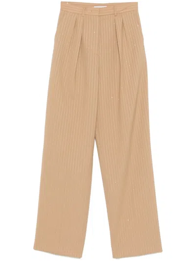 MANUEL RITZ SEQUINNED PINSTRIPE TROUSERS