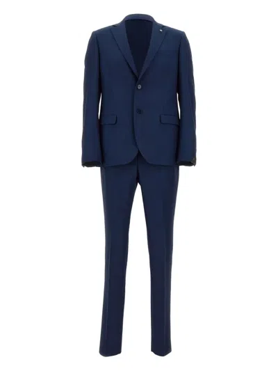 Manuel Ritz Wool Single-breasted Suit In Blue