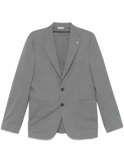 Manuel Ritz Single-breasted Blazer In Gray