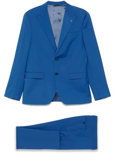 Manuel Ritz Single-breasted Suit In Blue