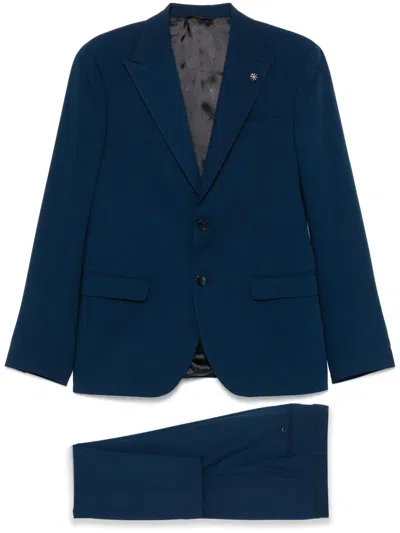 Manuel Ritz Single-breasted Suit In Blue
