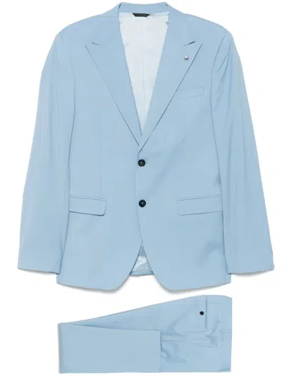 Manuel Ritz Single-breasted Suit In Blue
