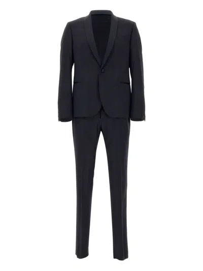 Manuel Ritz Single-breasted Suit In Blue