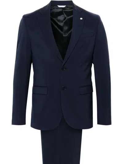 Manuel Ritz Single-breasted Suit In Blue