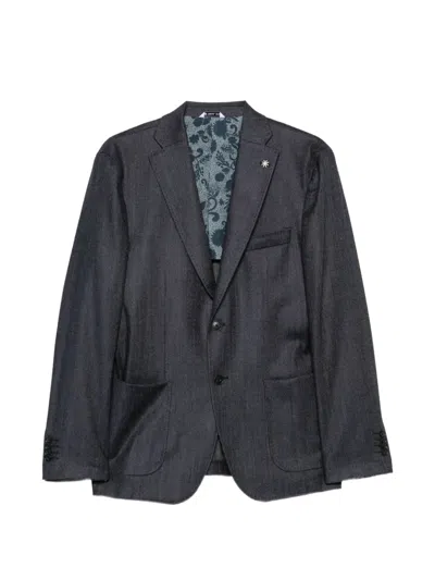 Manuel Ritz Single-breasted Notch-lapel Blazer In Blue