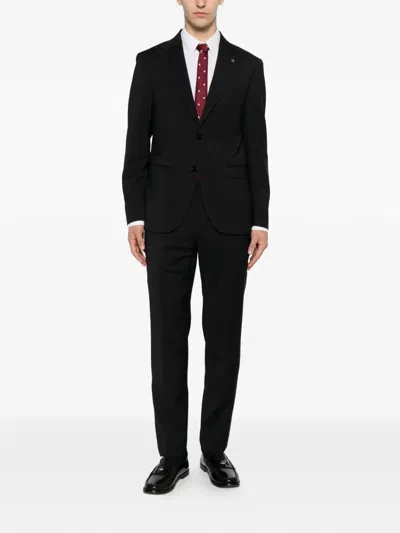 Manuel Ritz Single-breasted Peak-lapels Suit In Black
