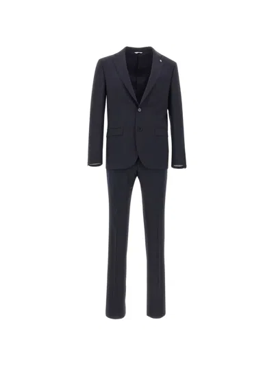 Manuel Ritz Single-breasted Slim-fit Suit In Blue