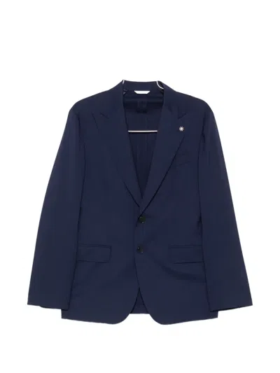Manuel Ritz Single-breasted Suit In Blue