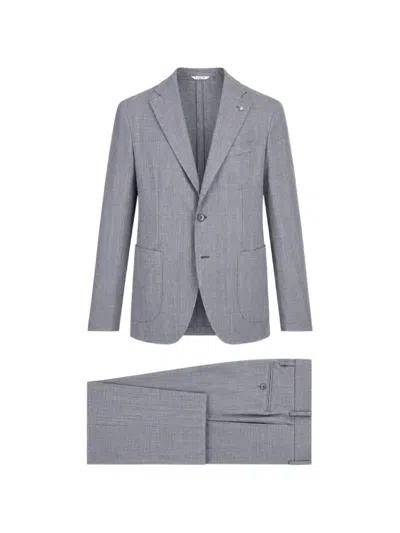Manuel Ritz Single-breasted Suit In Blue